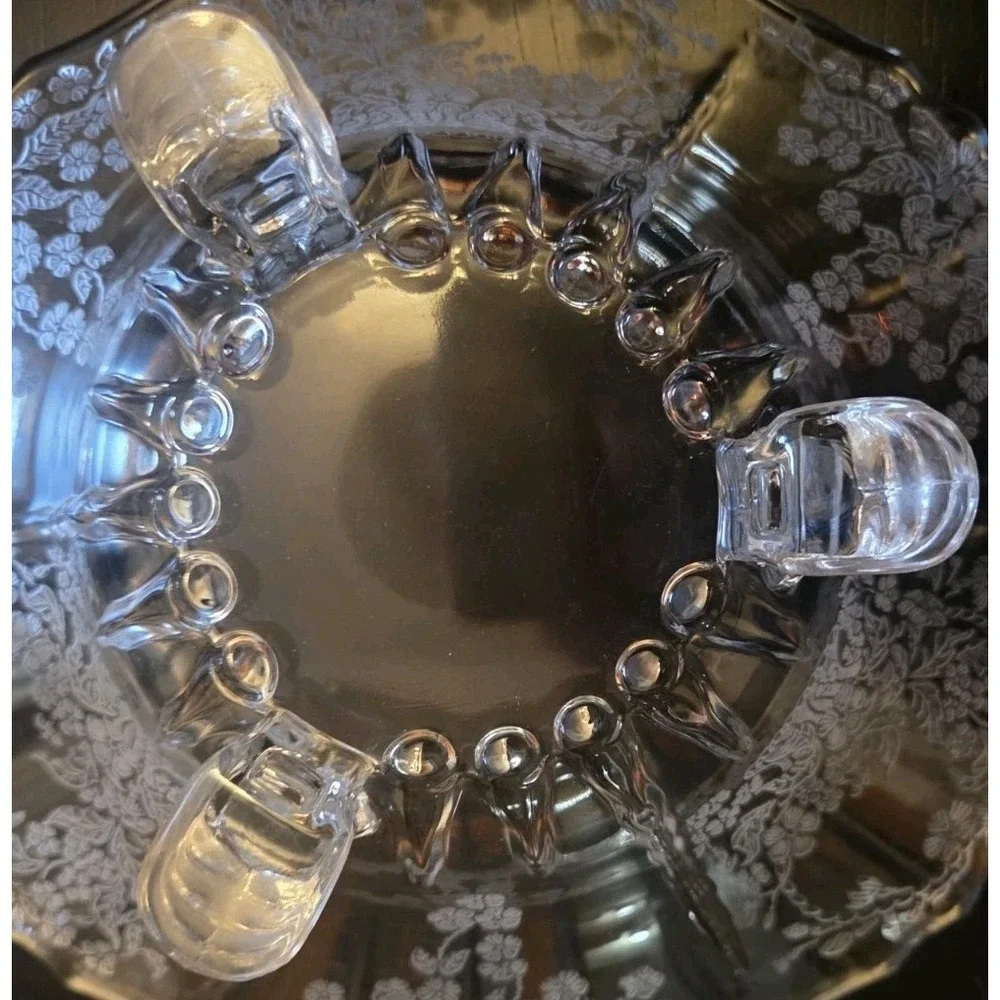 VTG Martinsville Bowl Clear Etched Glass 10